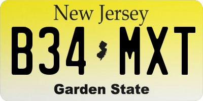 NJ license plate B34MXT
