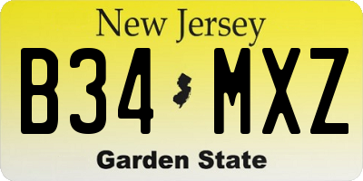 NJ license plate B34MXZ