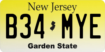 NJ license plate B34MYE