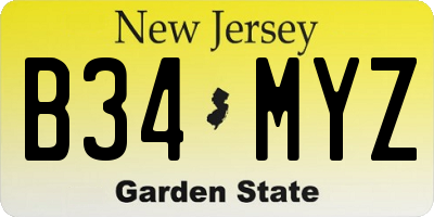 NJ license plate B34MYZ