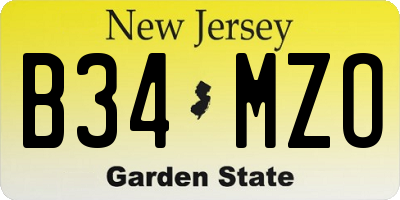 NJ license plate B34MZO