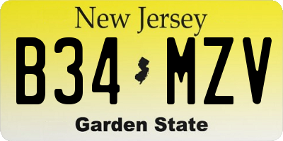 NJ license plate B34MZV