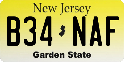 NJ license plate B34NAF