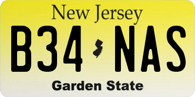 NJ license plate B34NAS