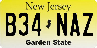 NJ license plate B34NAZ
