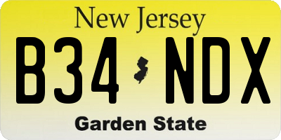 NJ license plate B34NDX