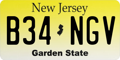 NJ license plate B34NGV
