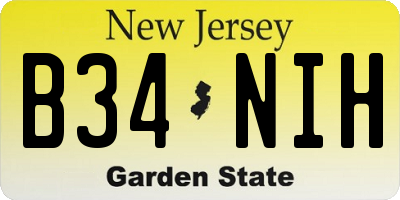 NJ license plate B34NIH