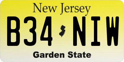 NJ license plate B34NIW