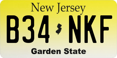 NJ license plate B34NKF