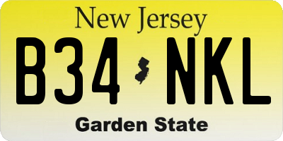NJ license plate B34NKL