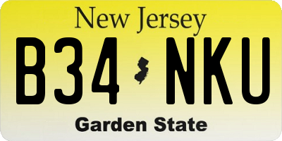 NJ license plate B34NKU