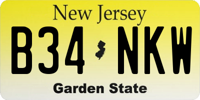 NJ license plate B34NKW