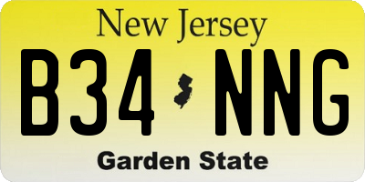NJ license plate B34NNG