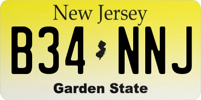 NJ license plate B34NNJ