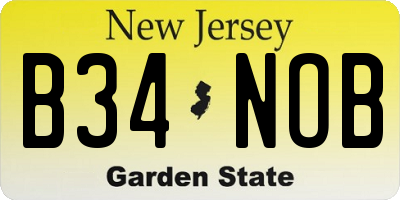 NJ license plate B34NOB