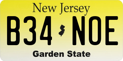 NJ license plate B34NOE