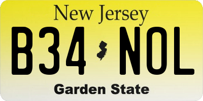 NJ license plate B34NOL