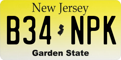 NJ license plate B34NPK