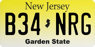 NJ license plate B34NRG