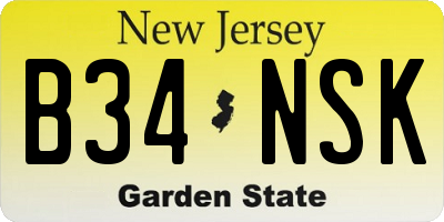 NJ license plate B34NSK