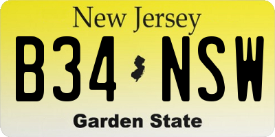 NJ license plate B34NSW