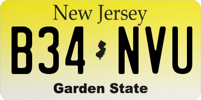 NJ license plate B34NVU