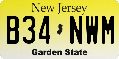 NJ license plate B34NWM