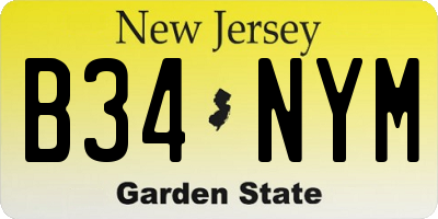 NJ license plate B34NYM