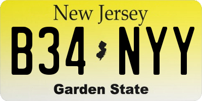 NJ license plate B34NYY