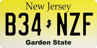 NJ license plate B34NZF