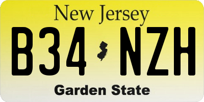 NJ license plate B34NZH