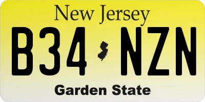 NJ license plate B34NZN