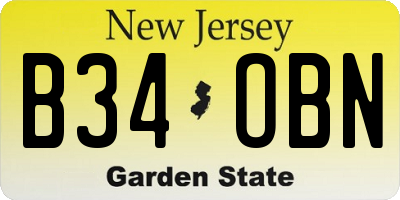 NJ license plate B34OBN