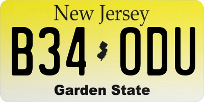 NJ license plate B34ODU