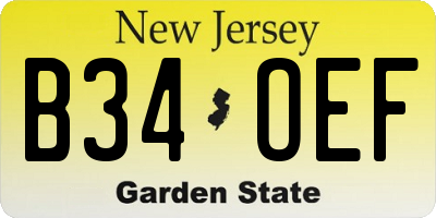 NJ license plate B34OEF