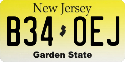 NJ license plate B34OEJ