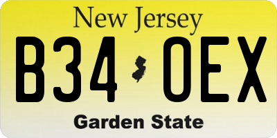NJ license plate B34OEX