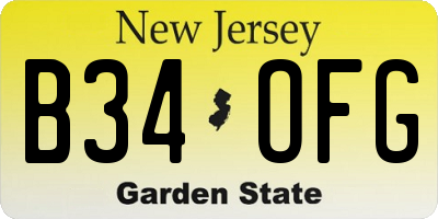 NJ license plate B34OFG