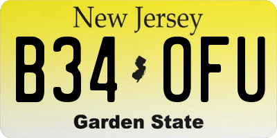 NJ license plate B34OFU