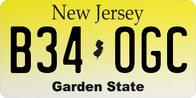 NJ license plate B34OGC
