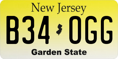 NJ license plate B34OGG