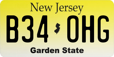 NJ license plate B34OHG