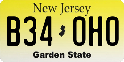 NJ license plate B34OHO