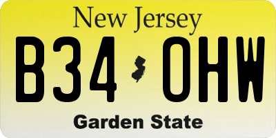 NJ license plate B34OHW