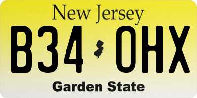 NJ license plate B34OHX