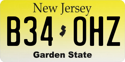 NJ license plate B34OHZ