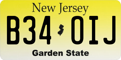 NJ license plate B34OIJ