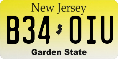NJ license plate B34OIU