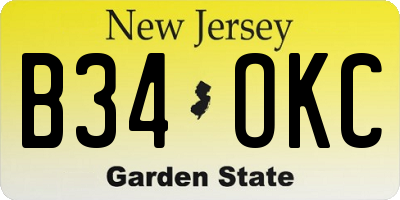 NJ license plate B34OKC